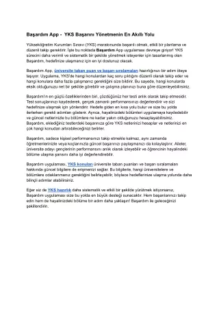 Başardım App YKS Başarını Yönetmenin En Akıllı Yolu
