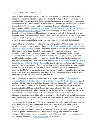 Istanbul ve Balikesir Implant Dis Tedavisi