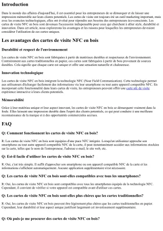 Les cartes de visite NFC en bois : l'accessoire indispensable des entrepreneurs