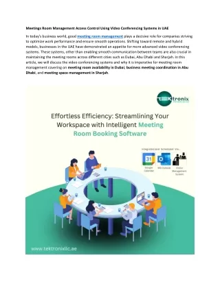 Video Conferencing Systems for Meeting Room Management in UAE