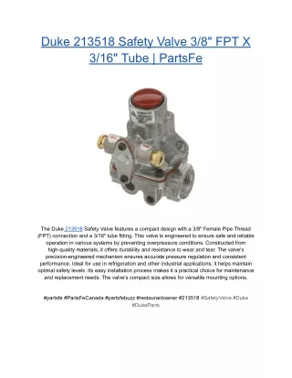 Duke 213518 Safety Valve 3_8_ FPT X 3_16_ Tube _ PartsFe