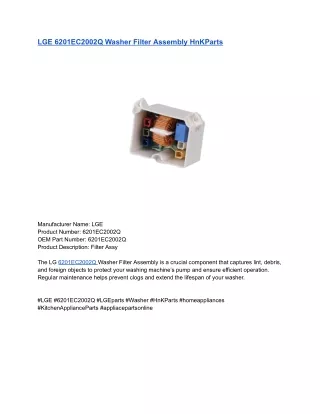 LGE 6201EC2002Q Washer Filter Assembly HnKParts