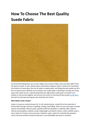 How To Choose The Best Quality Suede Fabric
