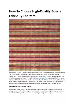 How To Choose High-Quality Boucle Fabric By The Yard