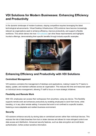 VDI Solutions for Modern Businesses Enhancing Efficiency andProductivity