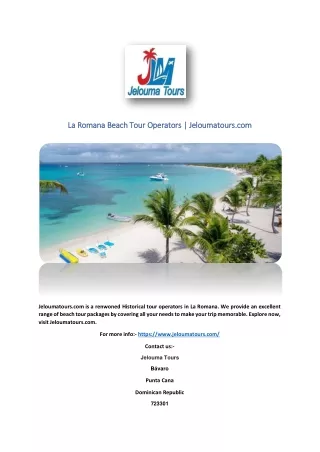 La Romana Beach Tour Operators | Jeloumatours.com