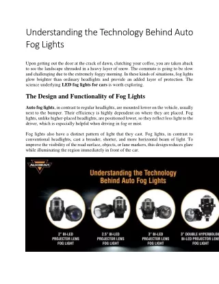 Understanding the Technology Behind Auto Fog Lights