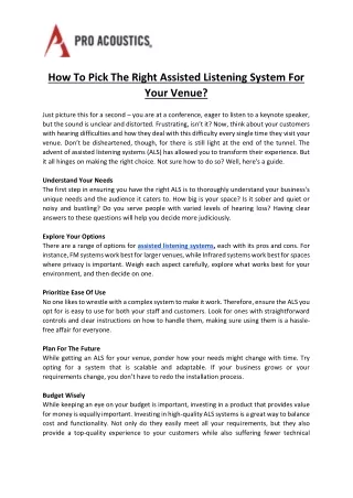 How To Pick The Right Assisted Listening System For Your Venue?