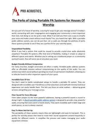 The Perks of Using Portable PA Systems for Houses of Worship