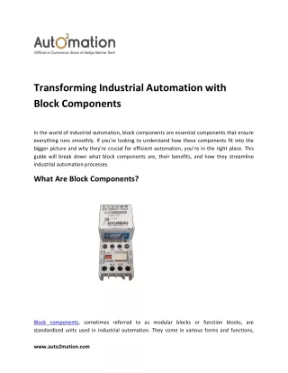 Transforming Industrial Automation with Block Components