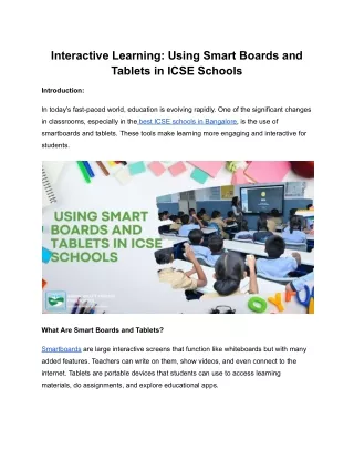 Interactive Learning Using Smart Boards and Tablets in ICSE Schools