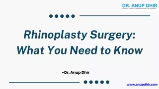 Know About Rhinoplasty Surgery- Dr. Anup Dhir