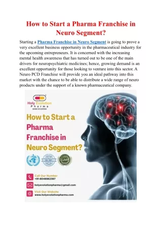 How to Start Pharma Franchise in Neuro Segment?