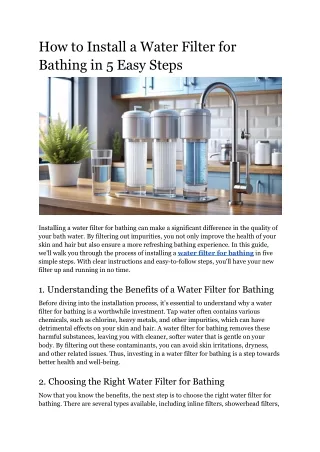 How to Install a Water Filter for Bathing in 5 Easy Steps