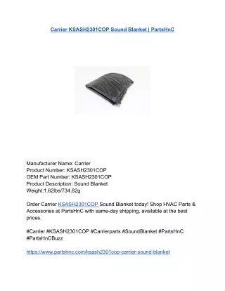 Carrier KSASH2301COP Sound Blanket _ PartsHnC