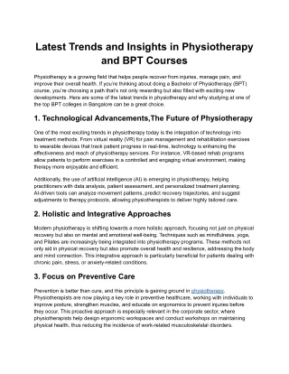 Latest Trends and Insights in Physiotherapy and BPT Courses