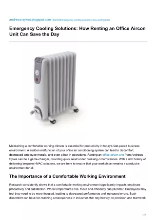 Emergency Cooling Solutions  How Renting an Office Aircon Unit Can Save the Day
