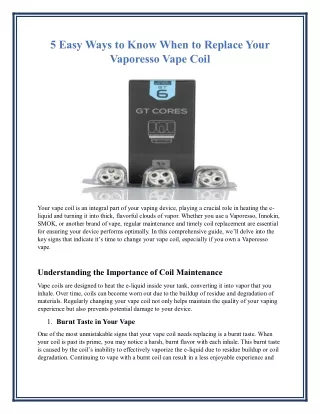 5 Easy Ways to Know When to Replace Your Vaporesso Vape Coil