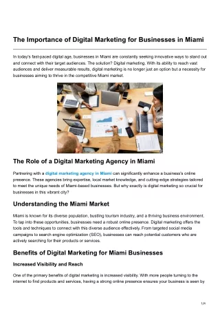 The Importance of Digital Marketing for Businesses in Miami