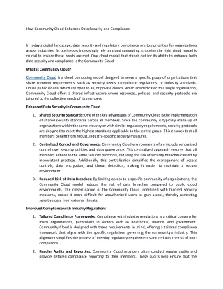 How Community Cloud Enhances Data Security and Compliance