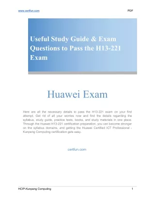 Useful Study Guide & Exam Questions to Pass the H13-221 Exam