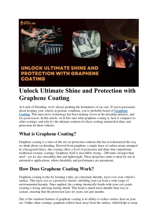 Unlock Ultimate Shine and Protection with Graphene Coating