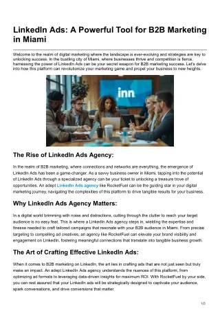 LinkedIn Ads A Powerful Tool for B2B Marketing in Miami