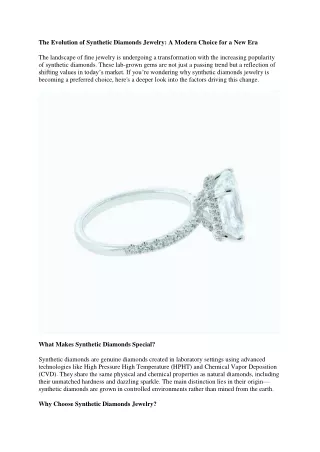 Transform Your Look with Synthetic Diamonds Jewelery: Elegance Meets Innovation