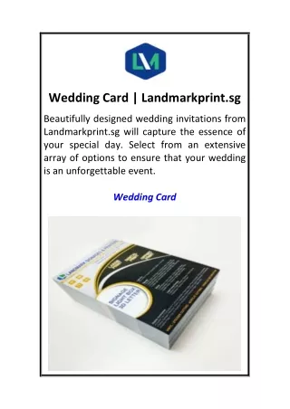 Wedding Card  Landmarkprint.sg