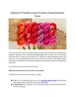 Beginner-Friendly Crochet Projects Using Symfonie Yarns