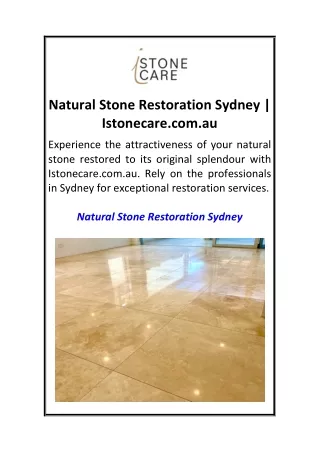 Natural Stone Restoration Sydney  Istonecare.com.au