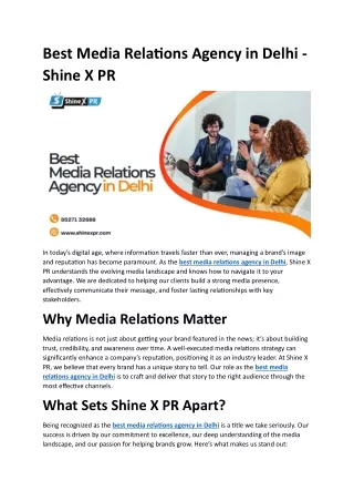 Best Media Relations Agency in Delhi - Shine X PR
