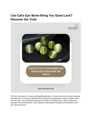 Can Cat's Eye Stone Bring You Good Luck