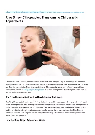 Ring Dinger Chiropractor Transforming Chiropractic