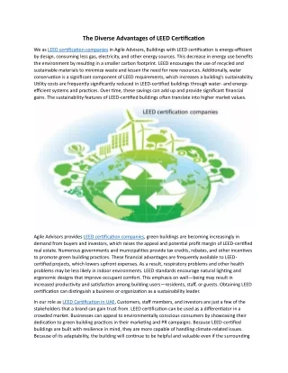 The Diverse Advantages of LEED Certification