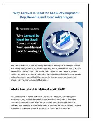 Why Laravel is Ideal for SaaS Development_ Key Benefits and Cost Advantages