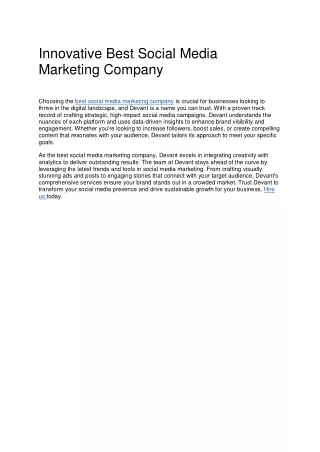 Innovative Best Social Media Marketing Company