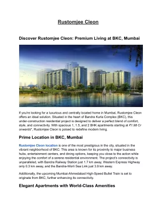 Rustomjee Cleon in BKC, Mumbai | Buy 1, 1.5 & 2 BHK Luxury Apartments