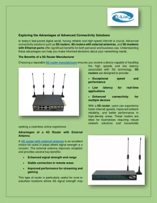 Exploring the Advantages of Advanced Connectivity Solutions