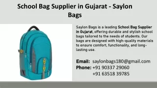 School Bag Supplier in Gujarat - Saylon Bags