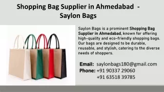 Shopping Bag Supplier in Ahmedabad  - Saylon Bags