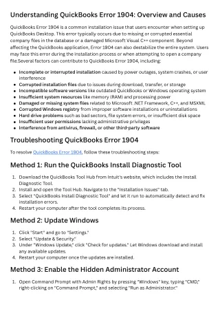 QuickBooks Error 1904: Troubleshooting Installation Woes