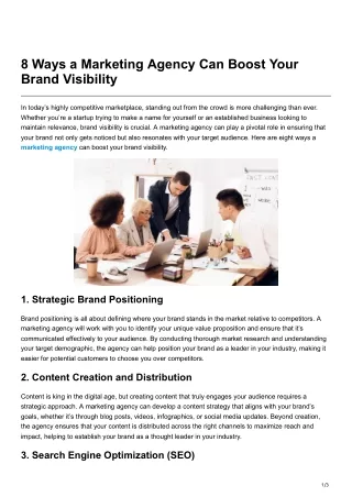 8 Ways a Marketing Agency Can Boost Your Brand Visibility