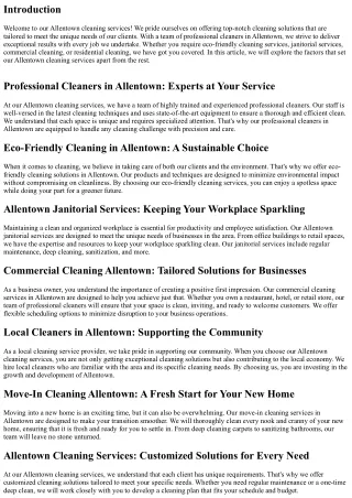 What Sets Our Allentown Cleaning Services Apart from the Rest?