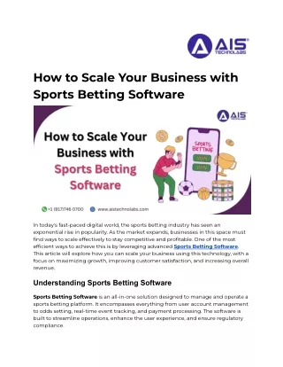 How to Scale Your Business with Sports Betting Software