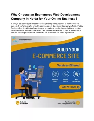 Why Choose an Ecommerce Web Development Company in Noida for Your Online Business