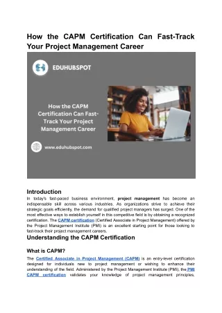 How the CAPM Certification Can Fast-Track Your Project Management Career