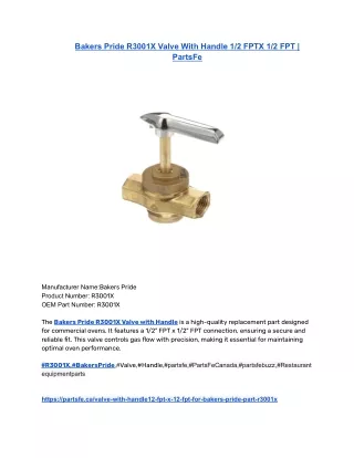 Bakers Pride R3001X Valve With Handle 1_2 FPTX 1_2 FPT _ PartsFe