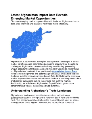 Latest Afghanistan Import Data Reveals Emerging Market Opportunities