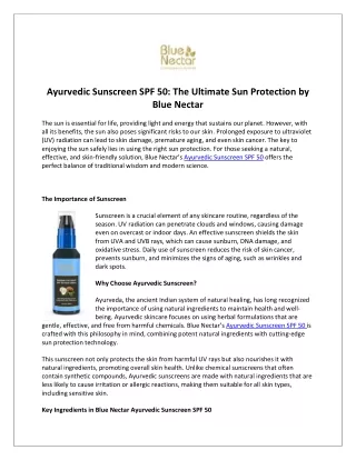 Protect Your Skin with Blue Nector Ayurvedic Sunscreen SPF 50